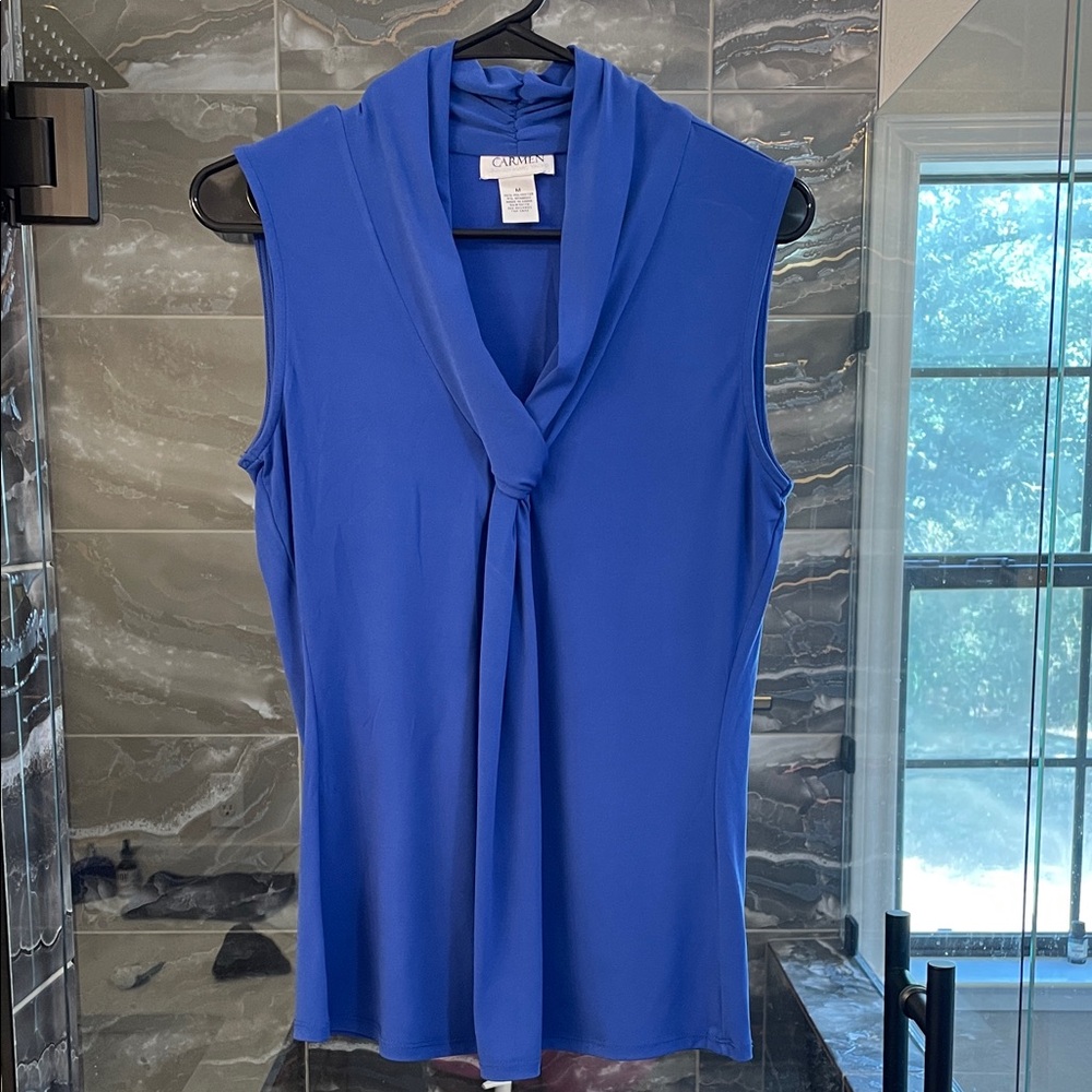 Elegant Women's Blue Sleeveless Blouse